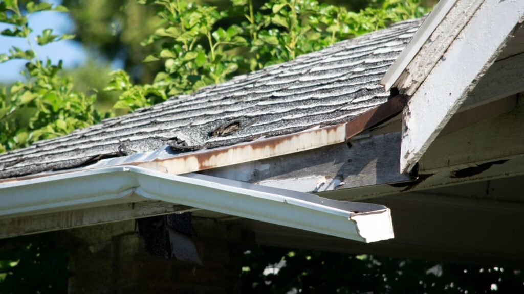 gutters visibly separating from the fascia or roofline