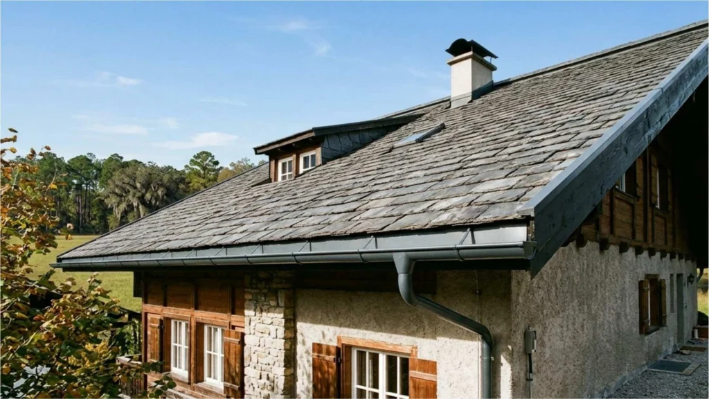 Steep Roof with gutter